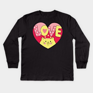 cat love Kids Long Sleeve T-Shirt
